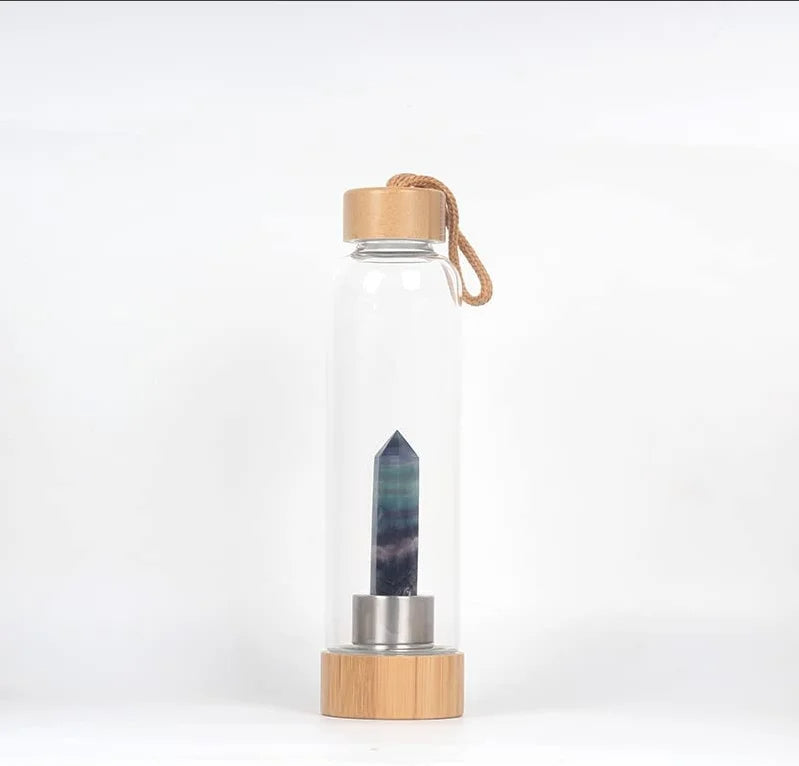 Rainbow Flourite Water Bottle for Focus & Decision Making