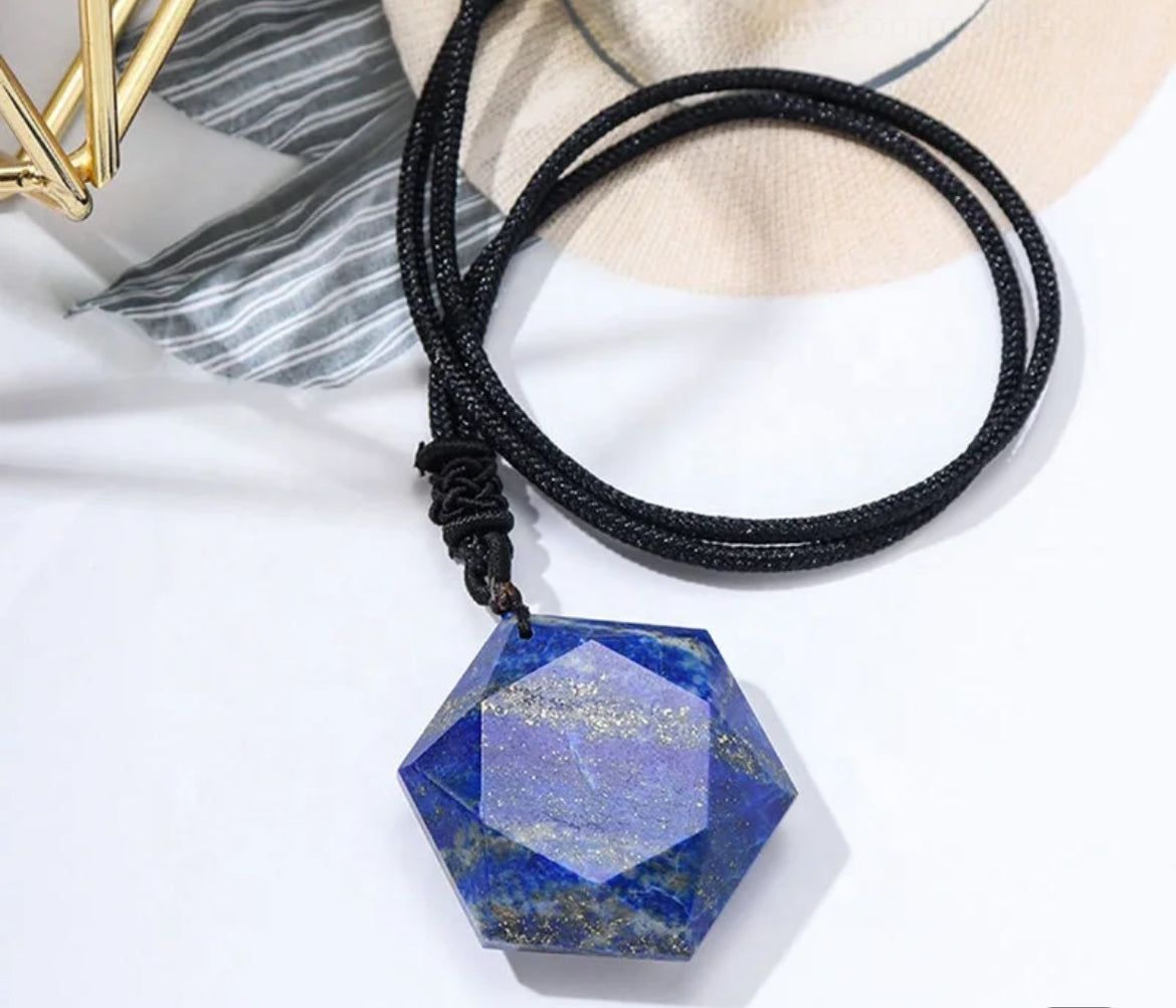 Lapis Lazuli Hexagon Necklace for Wisdom