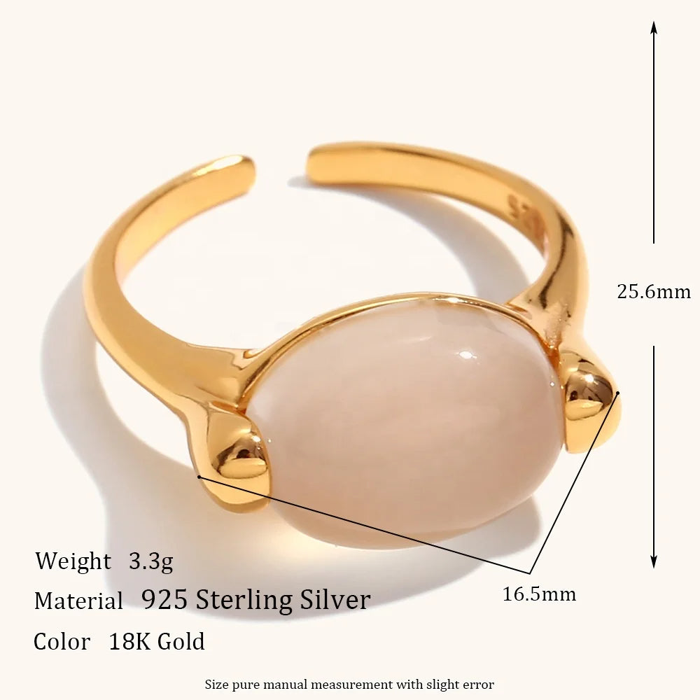 Rose White Agate S925 Ring for Prosperity