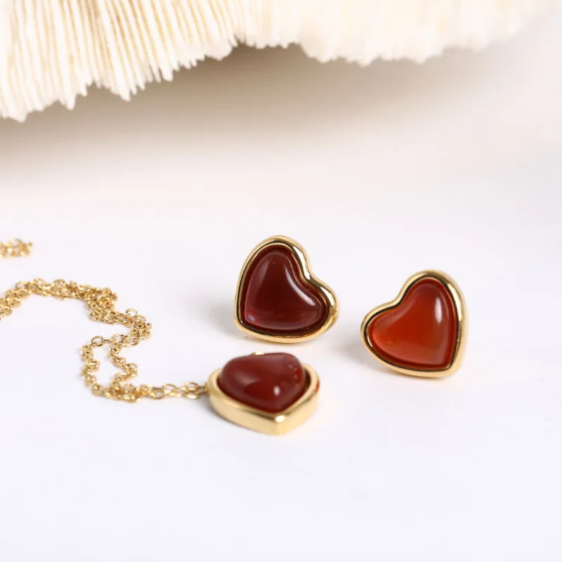 Red Agate (Hakik) Earrings for Prosperity