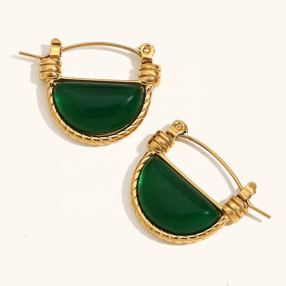 Green Agate Earrings for Growth & Prosperity