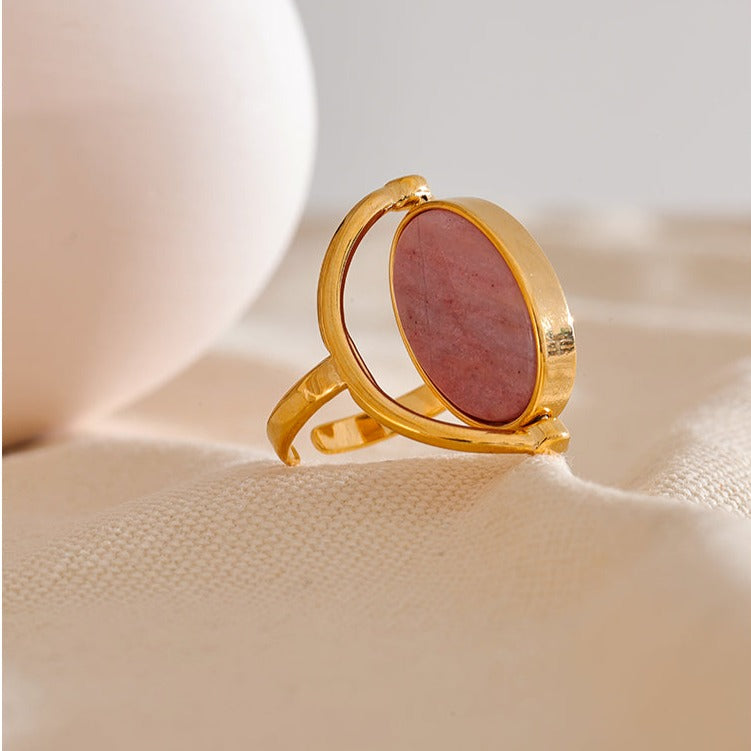 Rhodochrosite & Shell Reversable Ring for Love & Joy