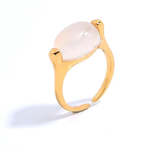 Rose White Agate S925 Ring for Prosperity