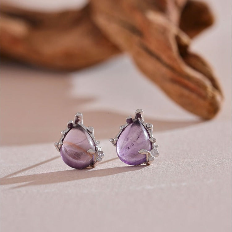 Amethyst & Aquamarine Earrings in S925 Silver