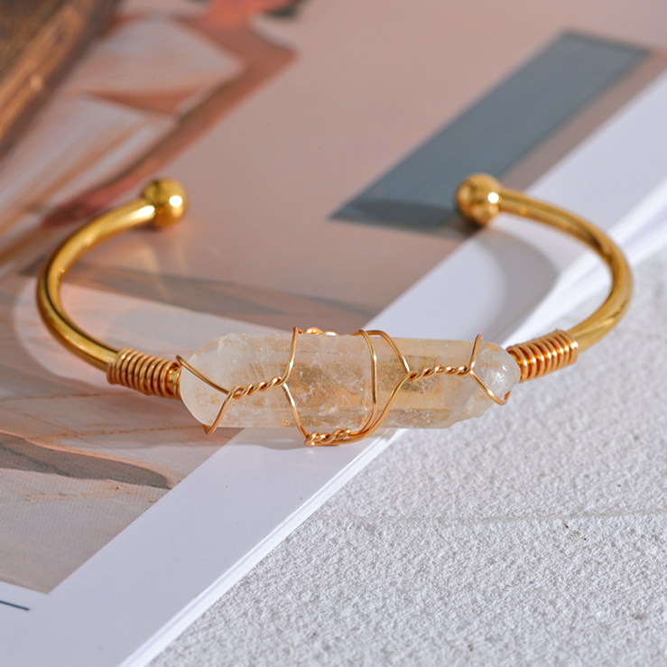 Citrine Cuff Bangle For Wealth & Prosperity