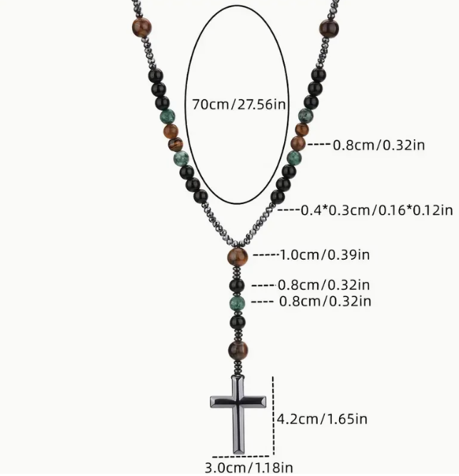 African Turquoise, Tiger Eye, Hematite, Agate Rosary for Protection & Growth