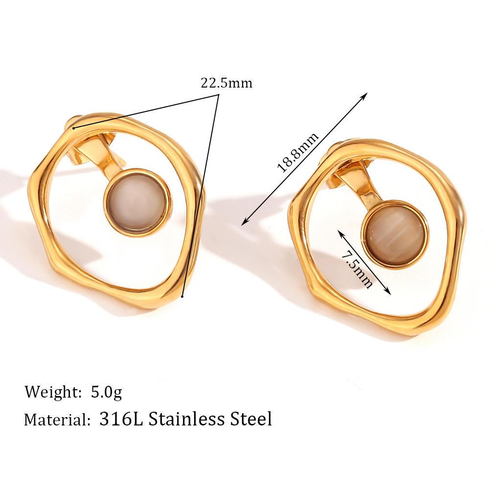 Peach Cat's Eye Earring for Prosperity & Clarity