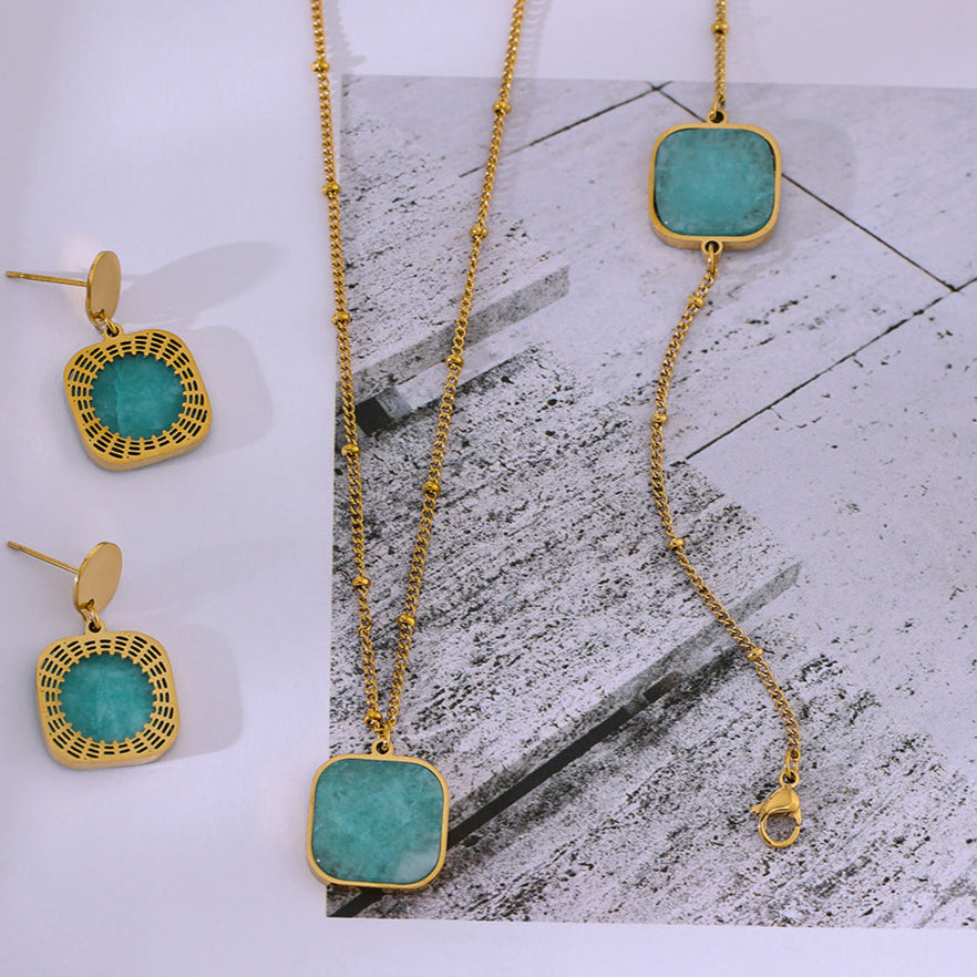 Amazonite Earrings - Necklace - Bracelet Set