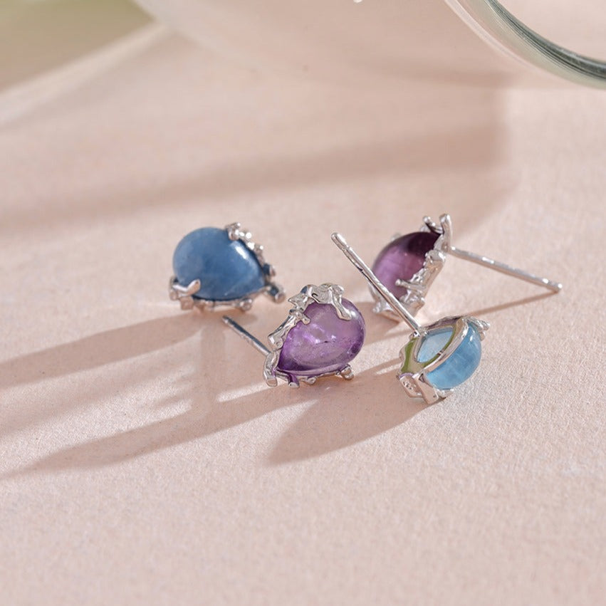 Amethyst & Aquamarine Earrings in S925 Silver