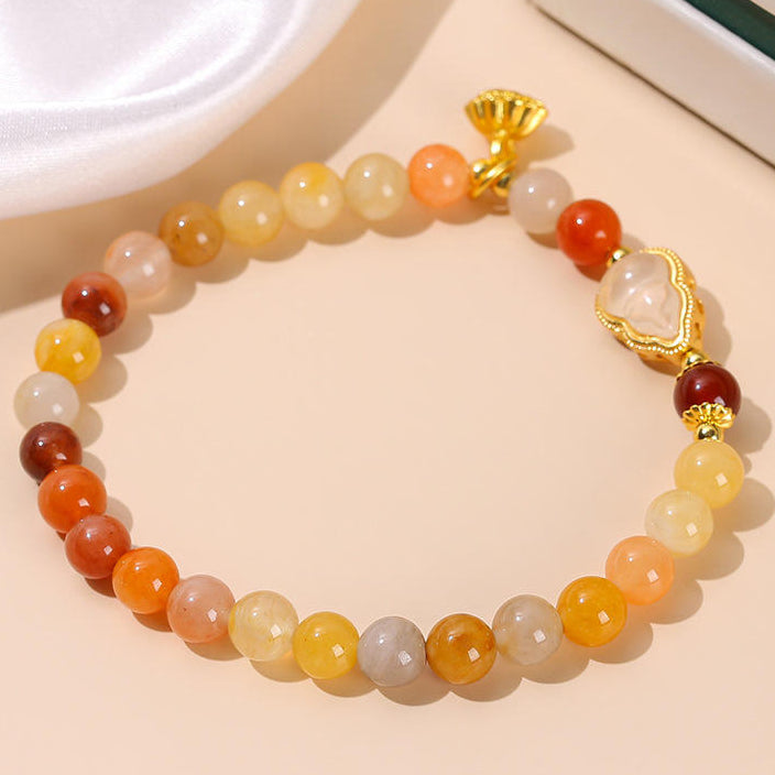 Jade Lucky Lotus & Gourd Feng Shui Bracelet