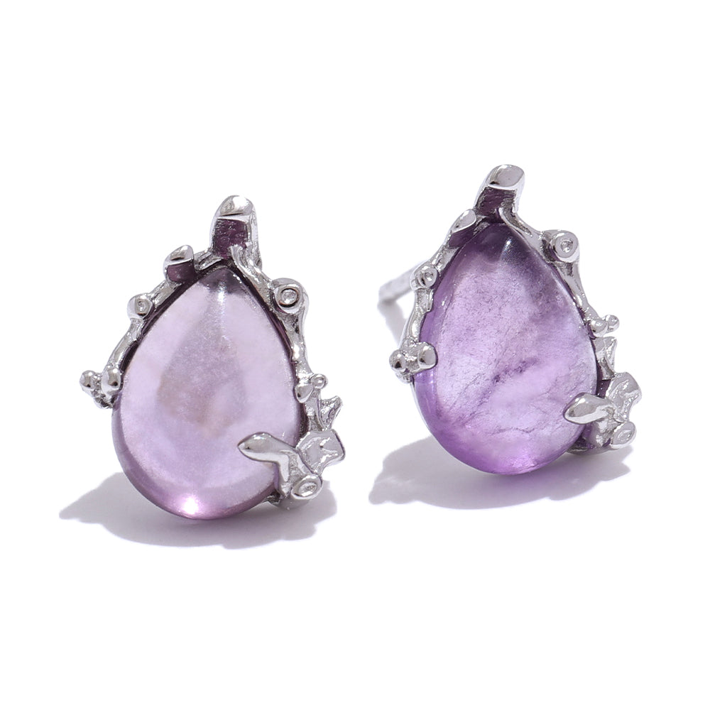 Amethyst & Aquamarine Earrings in S925 Silver