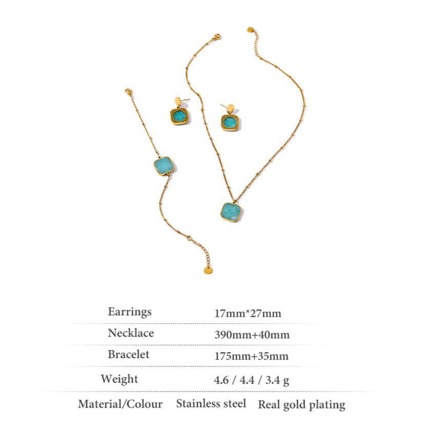 Amazonite Earrings - Necklace - Bracelet Set