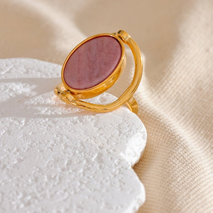 Rhodochrosite & Shell Reversable Ring for Love & Joy