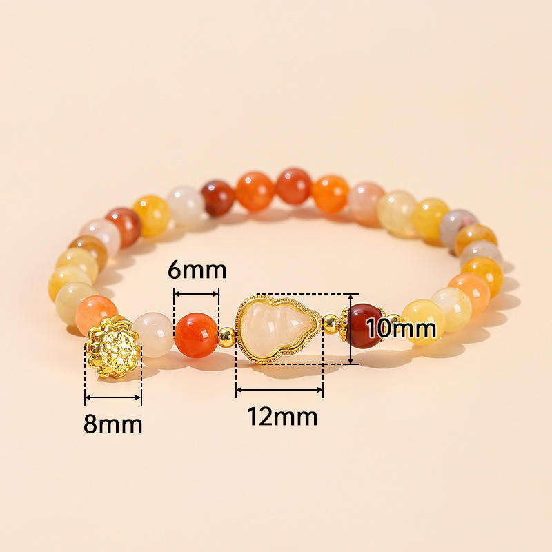 Jade Lucky Lotus & Gourd Feng Shui Bracelet