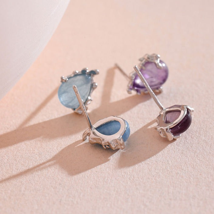 Amethyst & Aquamarine Earrings in S925 Silver